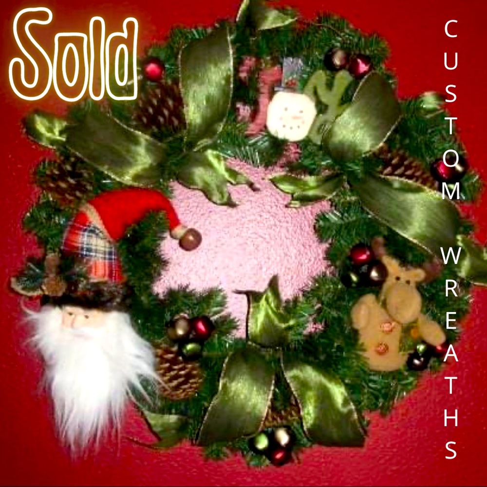 FESTIVE CUSTOM CHRISTMAS WREATH WITH SANTA AND RUDOLF 🎅🏼 🦌